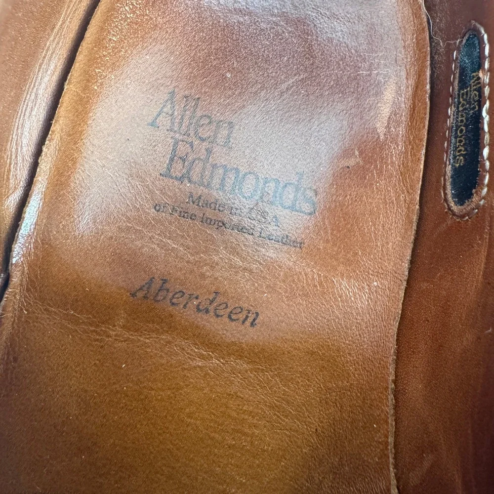 Allen Edmonds Aberdeen Mens 11 D Brown Leather Wingtip Derby Dainite‎ Sole 8022
